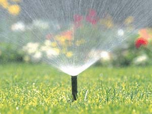 egy öntözőpipa működés közben